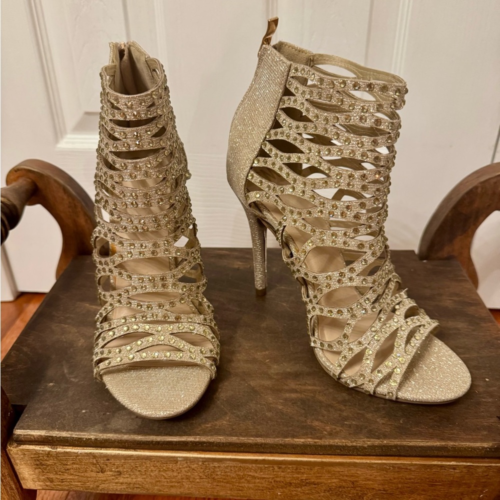 Women's Cleopatra Crystal Embellished
High-Heel Cage Sandals